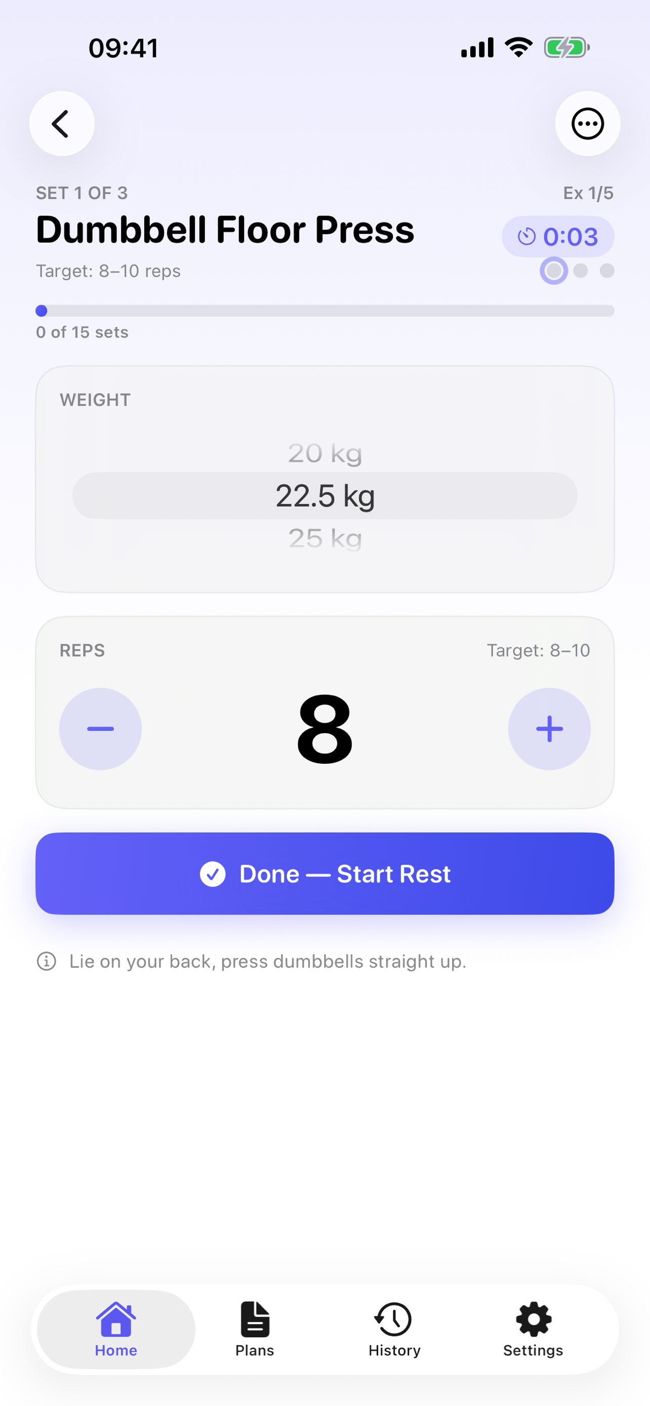 Sessionz.ai session player during a workout